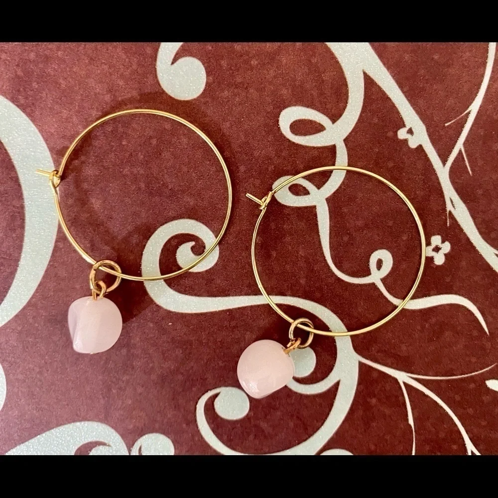 Rose Quartz Hoop Earrings